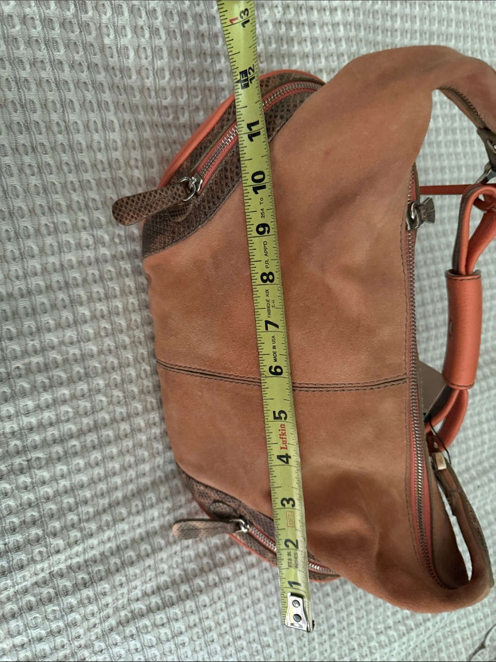 Tod's Burnt Orange Suede Shoulder Hobo with Brown Trim - Picture 5 of 13